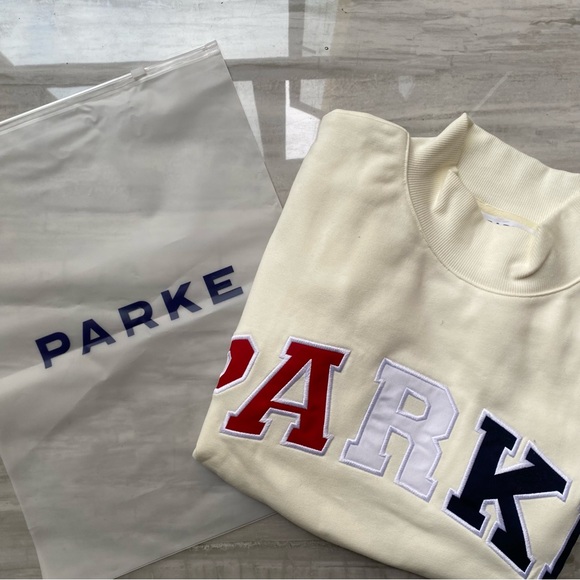 PARKE Women's Ivory Sweatshirt with Multicolor Lettering